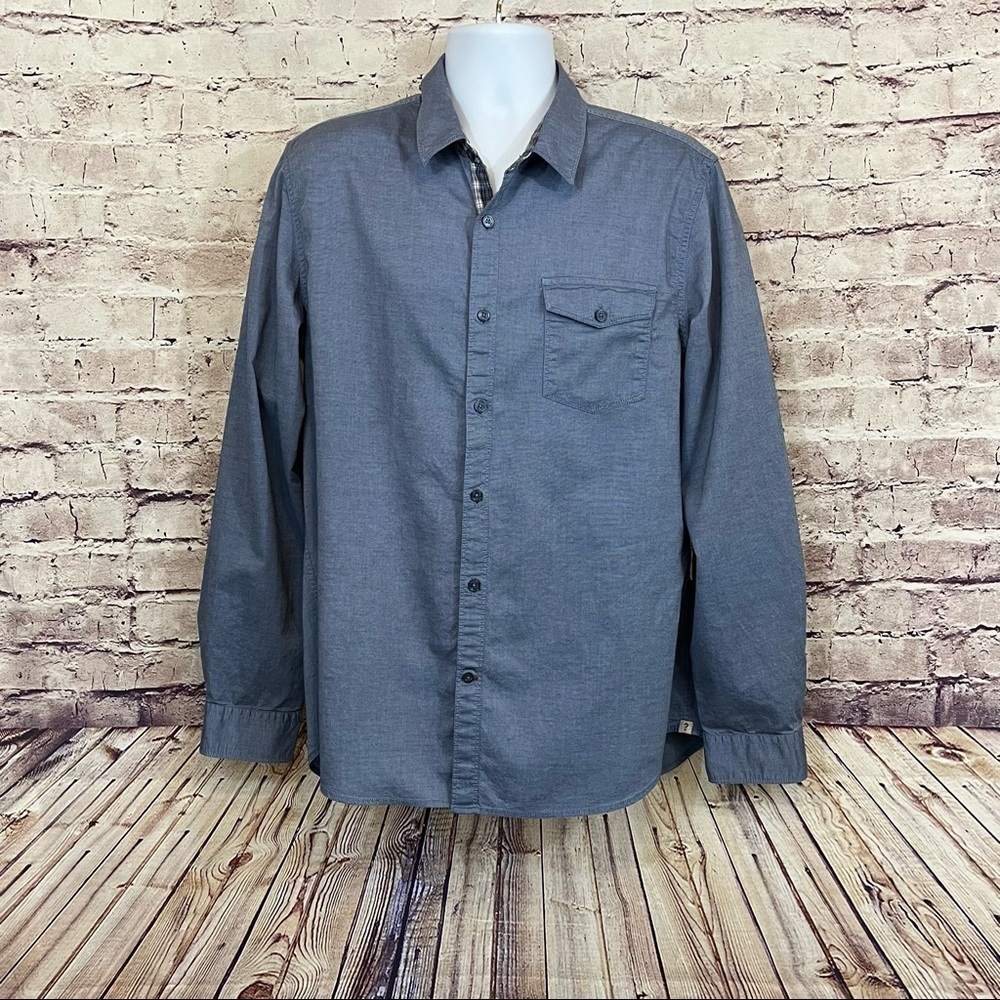 Guess Logan Blue Button Front Contrast Cuffs Shirt